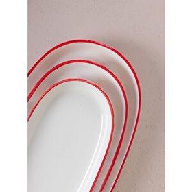 The Mia Joy Kırmızı 14x26x3 cm Oval 2'li Servis Seti
