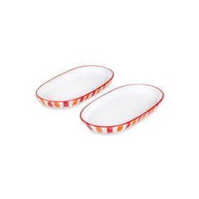 The Mia Joy Kırmızı 14x26x3 cm Oval 2'li Servis Seti