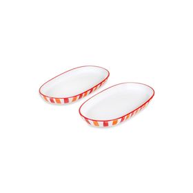 The Mia Joy Kırmızı 14x26x3 cm Oval 2'li Servis Seti