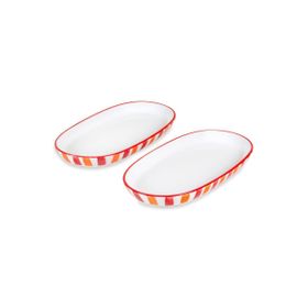 The Mia Joy Kırmızı 14x26x3 cm Oval 2'li Servis Seti