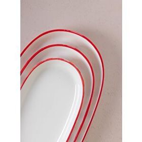 The Mia Joy Kırmızı 17x30x4 CM Oval 2'li Servis Seti
