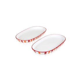 The Mia Joy Kırmızı 17x30x4 CM Oval 2'li Servis Seti