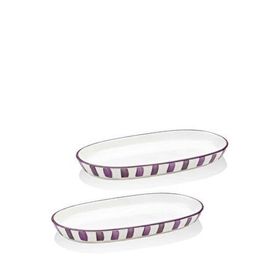 The Mia Joy Seramik Oval 2'li 21 cm Mor Servis Tabağı Seti