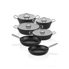 The Mia La Mia Cucina Siyah 10 Parça Tencere ve Tava Seti