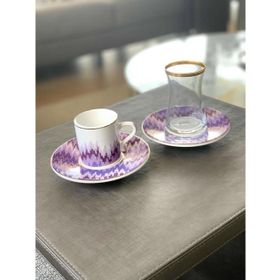 The Mia Lila Renk 18 Parça Kahve Fincanı Ve Çay Seti