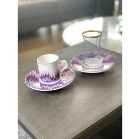 The Mia Lila Renk 18 Parça Kahve Fincanı Ve Çay Seti