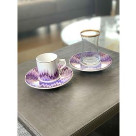 The Mia Lila Renk 18 Parça Kahve Fincanı Ve Çay Seti