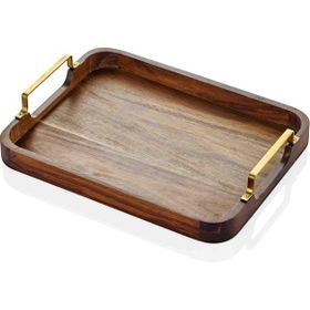 The Mia Natura Metal Kollu Akasya 30x23 cm Tepsi