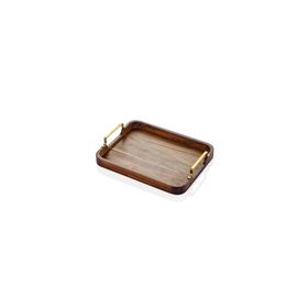 The Mia Natura Metal Kollu Akasya 30x23 cm Tepsi