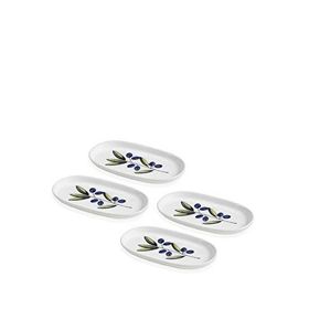 The Mia Olivos Desenli Seramik 21 cm Oval 4'lü Servis Tabağı Seti