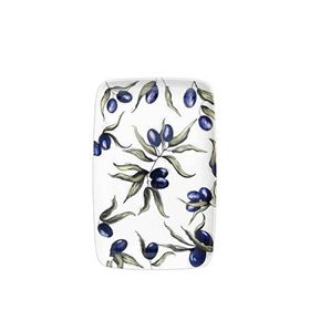 The Mia Olivos Desenli Seramik 33 cm Dikdörtgen Servis Tabağı