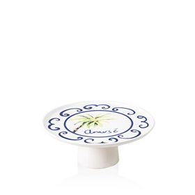 The Mia Palma Desenli Seramik Ayaklı 26 cm Servis Tabağı