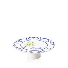 The Mia Palma Desenli Seramik Ayaklı 30 cm Servis Tabağı