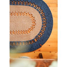 The Mia SPT0050 80x120 cm Lacivert Jutte Oval Bambu Halı