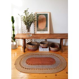 The Mia SPT0051 80x120 cm Kiremit Jutte Oval Bambu Halı