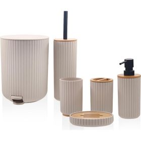 The Mia Stripe Krem 6 Parça Banyo Seti