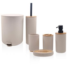 The Mia Stripe Krem 6 Parça Banyo Seti