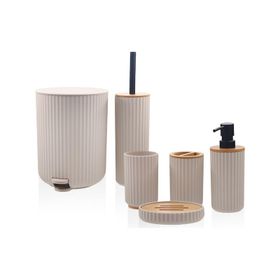 The Mia Stripe Krem 6 Parça Banyo Seti