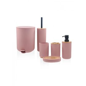 The Mia Stripe Pembe 6 Parça Banyo Seti