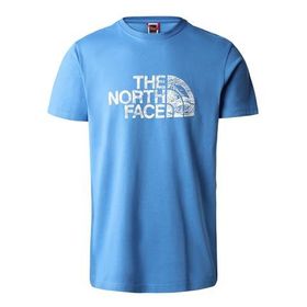 The North Face NF0A827HLV61 S/S Woodcut Dome Tee-Eu Erkek Mavi Outdoor T-shirt