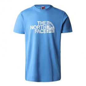 The North Face NF0A827HLV61 S/S Woodcut Dome Tee-Eu Erkek Mavi Outdoor T-shirt