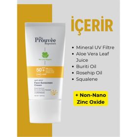 The Prouvee Reponses %100 Doğal SPF50+ Anti-Spot Leke Karşıtı Yüz İçin 40 ml Organik Güneş Koruyucu Krem