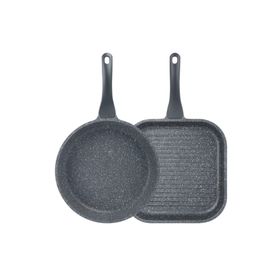 Thermoad 20-28 cm Döküm Granit Izgara Gril Tava Set