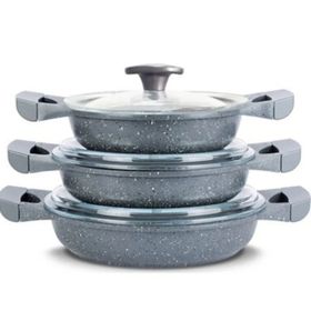 Thermoad Gri 6 Parça Granit Döküm Sahan Seti