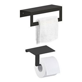 Thorqtech Metal Arkası Askılı Havluluk 30 cm ve Wc Kağıtlık Modern Tasarım 2'li Set