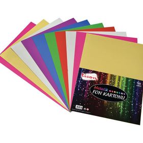 Ticon 50x70 cm 50'li Karışık Paket Metalik Fon Kartonu