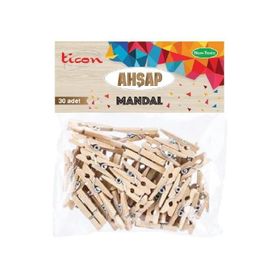 Ticon Küçük 30'lu Paket Ahşap Mandal