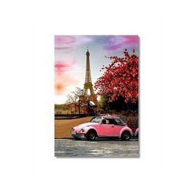 Tictac Eyfel Ve Pembe Araba 60x90 Cm Kanvas Tablo