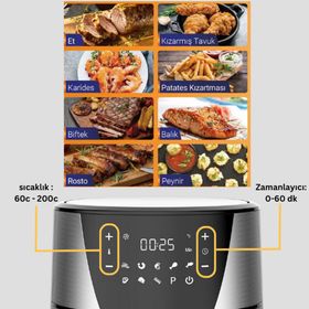Tigrecook FS075A 8 lt XXL Yağsız Inox Sıcak Hava Fritözü