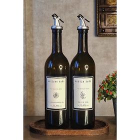 Tilbe Home Amber 2'li 750 ml Zeytinyağı Sıvıyağ Şişesi Yağdanlık Yağlık Seti