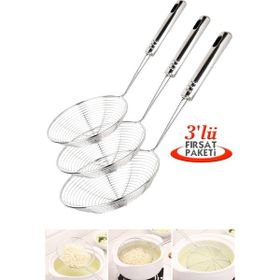 Tilbe Home Çelik Kevgir Süzgeç Patates Sebze Yağ Kızartma Lüx Servis Seti Mutfak Tel Kepçe Kızartma Kevgir Set