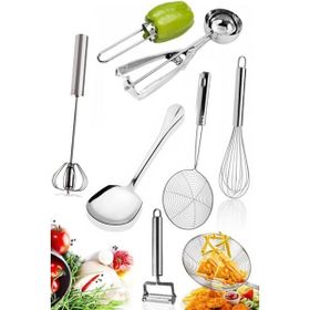 Tilbe Home Dondurma Kaşığı Çelik Yumurta Çırpıcı Servis Kaşığı Dolma Biber Oyucu Kevgir Kepçe Patates Soyucu