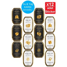 Tilbe Home Zeytinyağı Ayçiçekyağı Limon Suyu Nar Ekşisi Üzüm Sirkesi Elma Sirkesi Yağdanlık Etiket Sticker Set