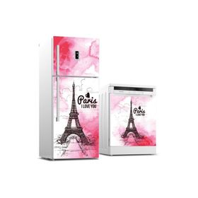 Tilki Dünyası 0028 Paris Desenli Buzdolabı Stickerı
