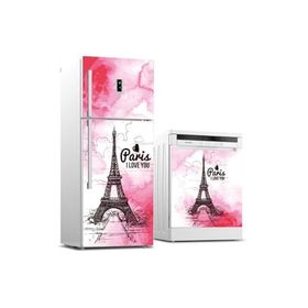 Tilki Dünyası 0028 Paris Desenli Buzdolabı Stickerı
