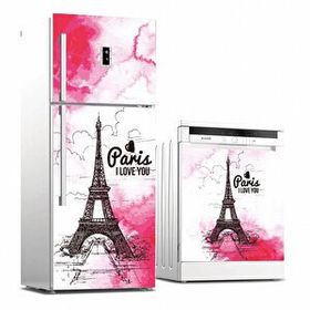 Tilki Dünyası 0028 Paris Desenli Buzdolabı Stickerı
