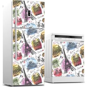 Tilki Dünyası 0029 Paris Desenli Buzdolabı Stickerı