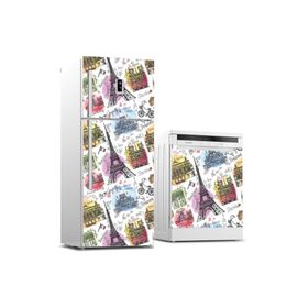 Tilki Dünyası 0029 Paris Desenli Buzdolabı Stickerı