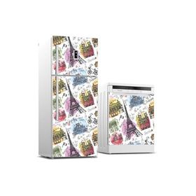 Tilki Dünyası 0029 Paris Desenli Buzdolabı Stickerı