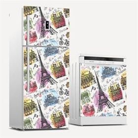 Tilki Dünyası 0029 Paris Desenli Buzdolabı Stickerı