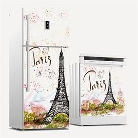 Tilki Dünyası 0030 Paris Desenli Buzdolabı Stickerı
