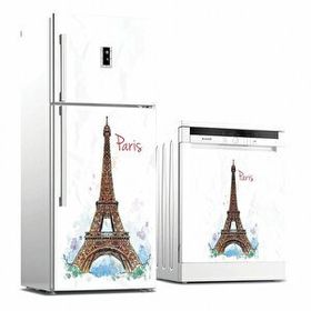 Tilki Dünyası 0031 Paris Desenli Buzdolabı Stickerı