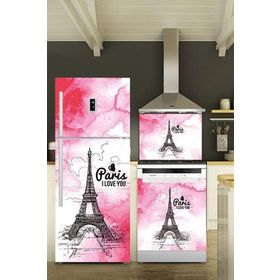 Tilki Dünyası 0034 Paris Buzdolabı-Bulaşık Makinesi-Ocak Arkası Sticker Set
