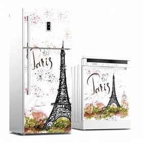 Tilki Dünyası 0035 Paris Buzdolabı-Bulaşık Makinesi-Ocak Arkası Sticker Set
