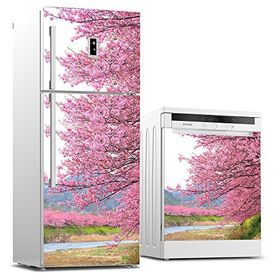 Tilki Dünyası 0035 Pembe Çiçekler Buzdolabı-Bulaşık Makinesi Sticker Set