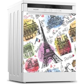 Tilki Dünyası 0060 Paris Desenli Bulaşık Makinesi Kapak Sticker